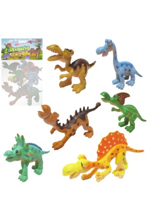 KIT DE DINOSSAUROS CONTENDO 6 PCS - MEDINDO 17X16X3CM - COMPOSICAO PLASTICO PVC