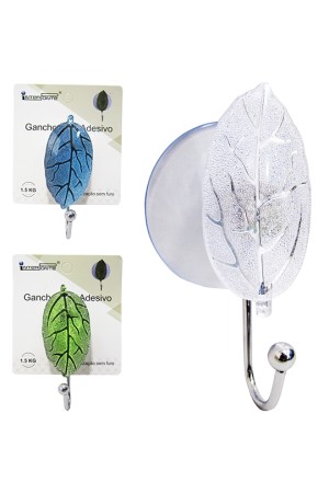 Cabide Gancho de Metal com Ventosa Folha Colors 10cm